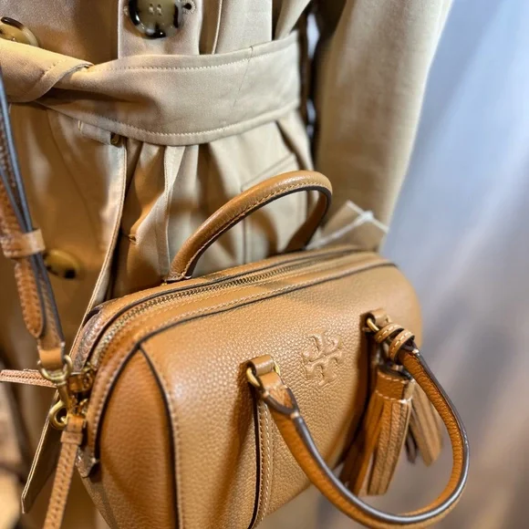 NWT! Tory Burch Thea Mini  Satchel Tiramis Leather Crossbody - Picture 14 of 16